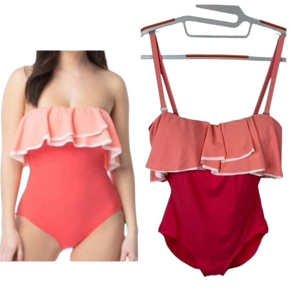 Contours by Coco Reef Agate Ruffle Bandeau One-Piece Swimsuit | 12 / 36D